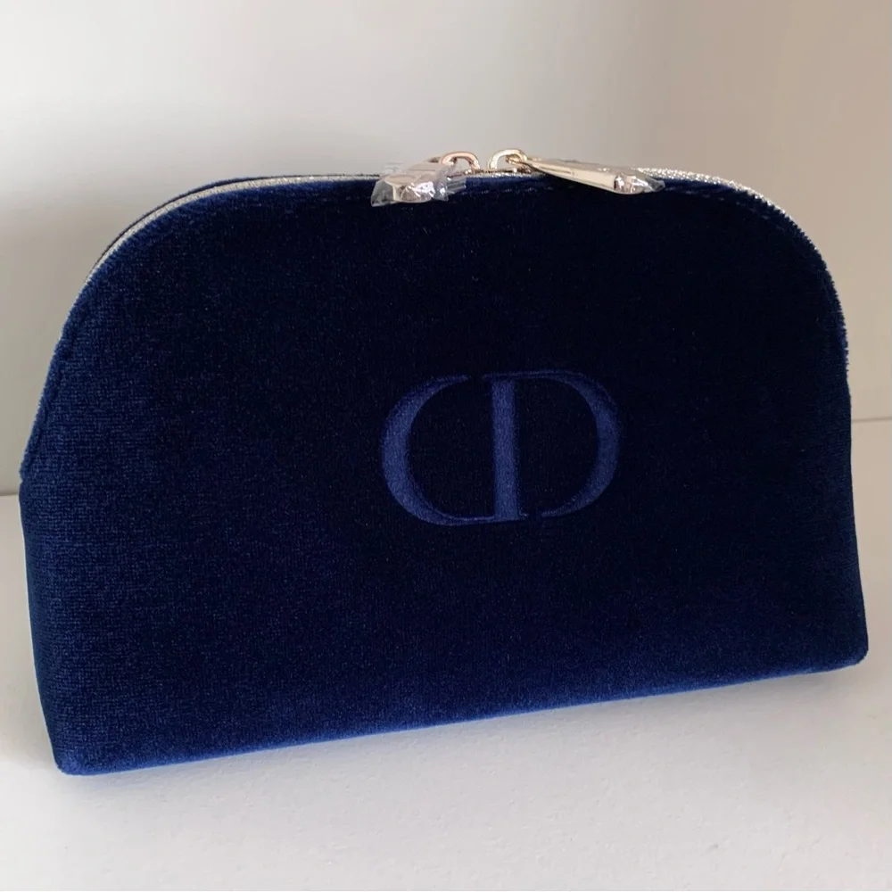 Dior navy velvet zippy pouch